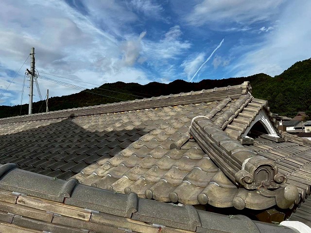 加古川市　ラバーロックされた屋根瓦全体